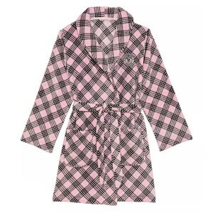 NWT Victoria's Secret Pink Plaid Short Plush Robe XS/S